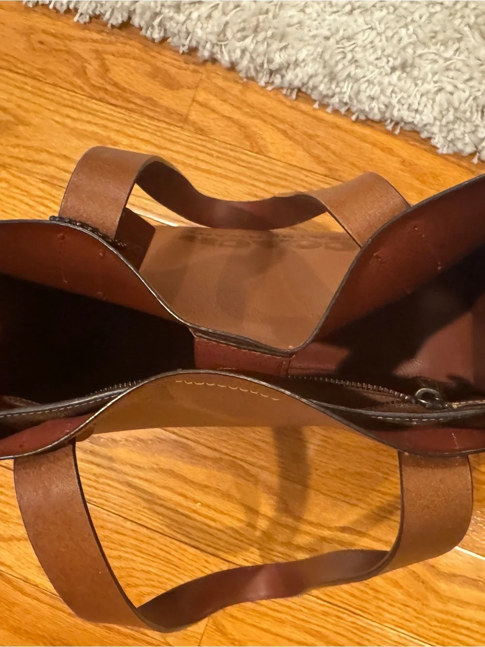 COACH Tan Leather Relay Tote with Logo LIKE NEW - Picture 5 of 5